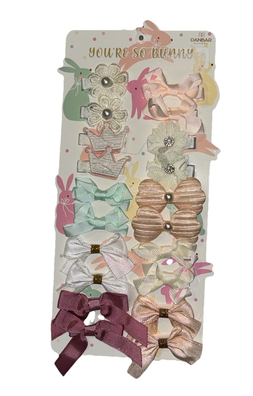 Danbar Infant Baby girls Bows Pins Set NEW